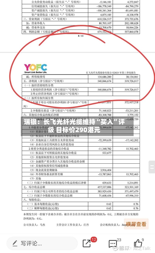 瑞银：长飞光纤光缆维持“买入”评级 目标价290港元-第2张图片
