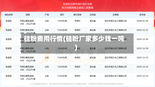 硅粉费用行情(硅粉厂家多少钱一吨)