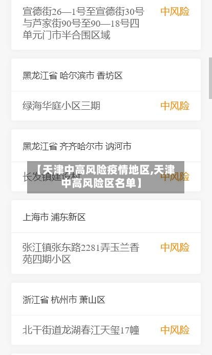 【天津中高风险疫情地区,天津中高风险区名单】