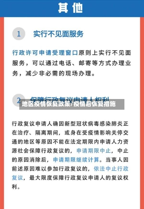地区疫情恢复政策/疫情后恢复措施