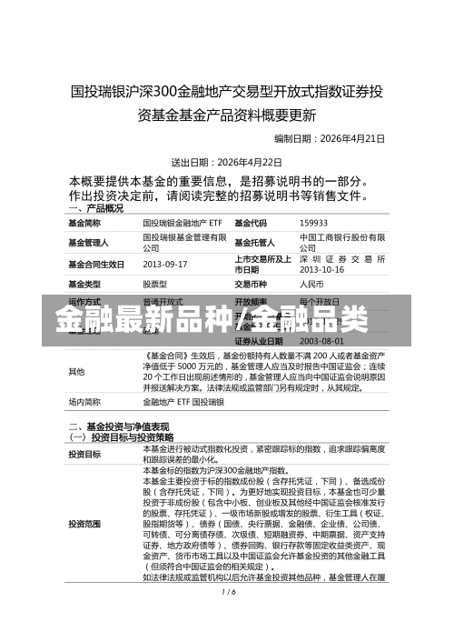 金融最新品种/金融品类