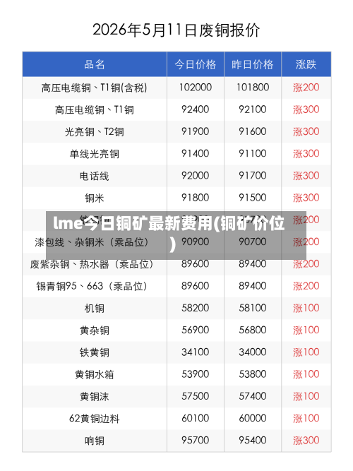lme今日铜矿最新费用(铜矿价位)