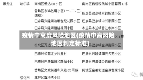 疫情中高度风险地区(疫情中高风险地区判定标准)